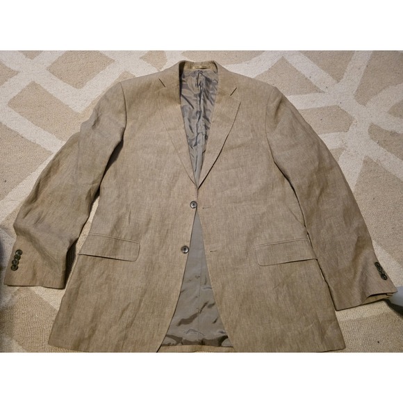 Londonair Other - LONDONAIR Vintage Tan Linen 2 Button Blazer Sport Coat Beige Mens 42 R J22222